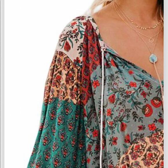 TorrexasBoutique multicolor floral peasant - Picture 7 of 10